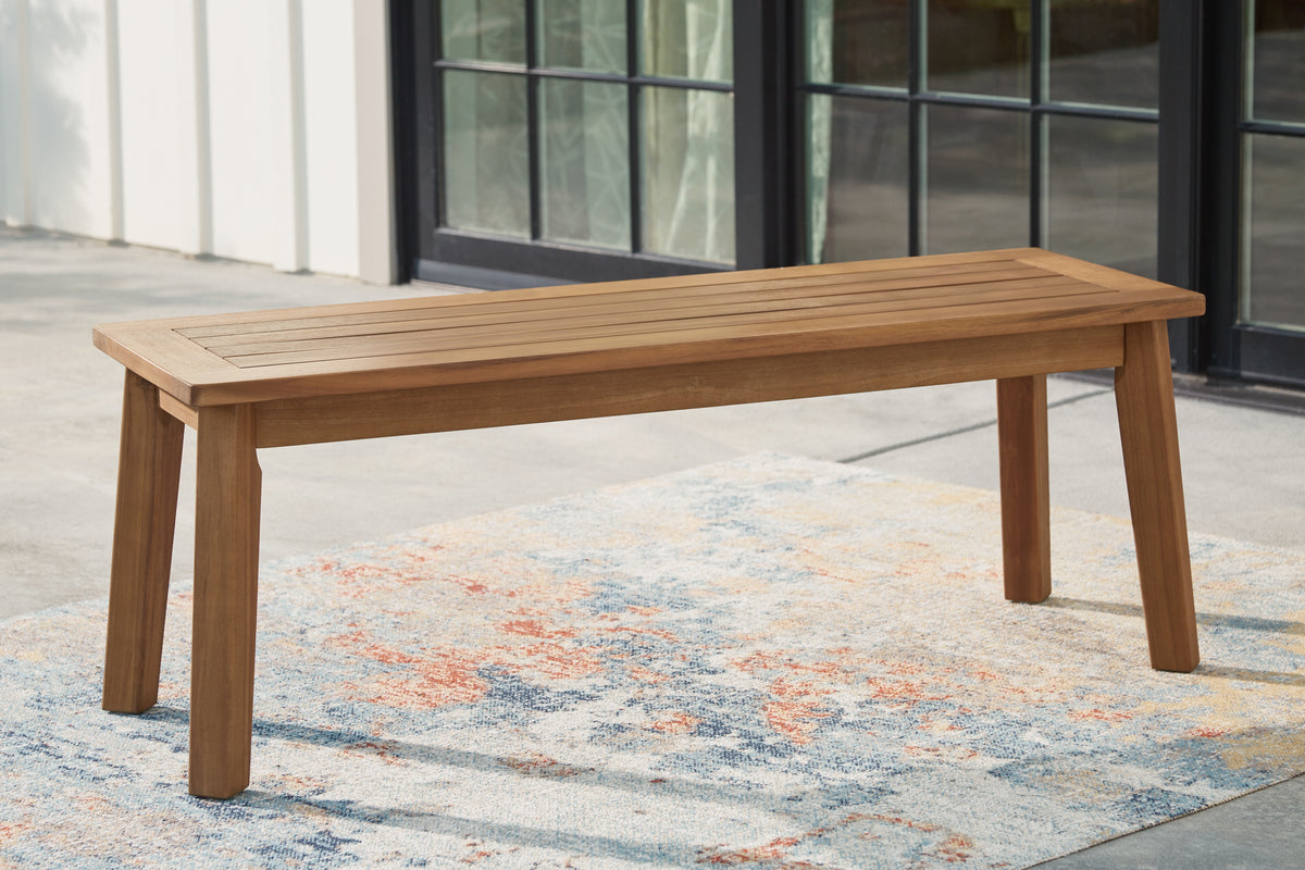 Diamond Furniture - Ashley Furniture - Janiyah Outdoor - Bench / Light Brown - P407-600