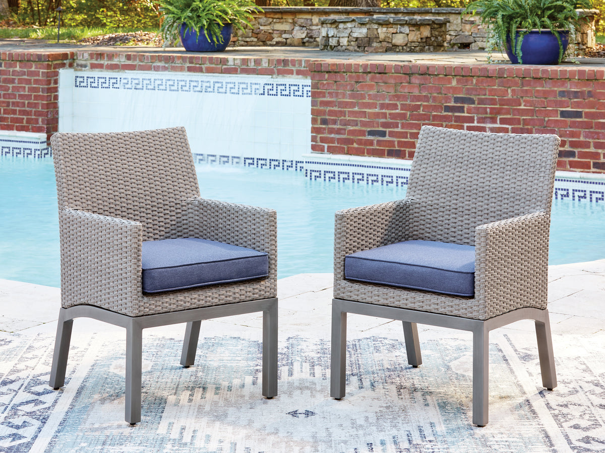 Diamond Furniture - Ashley Furniture - Half Moon Beach Outdoor Arm Chair with Cushion (Set of 2) - Arm Chair With Cushion (Set of 2) - PCP418-601A