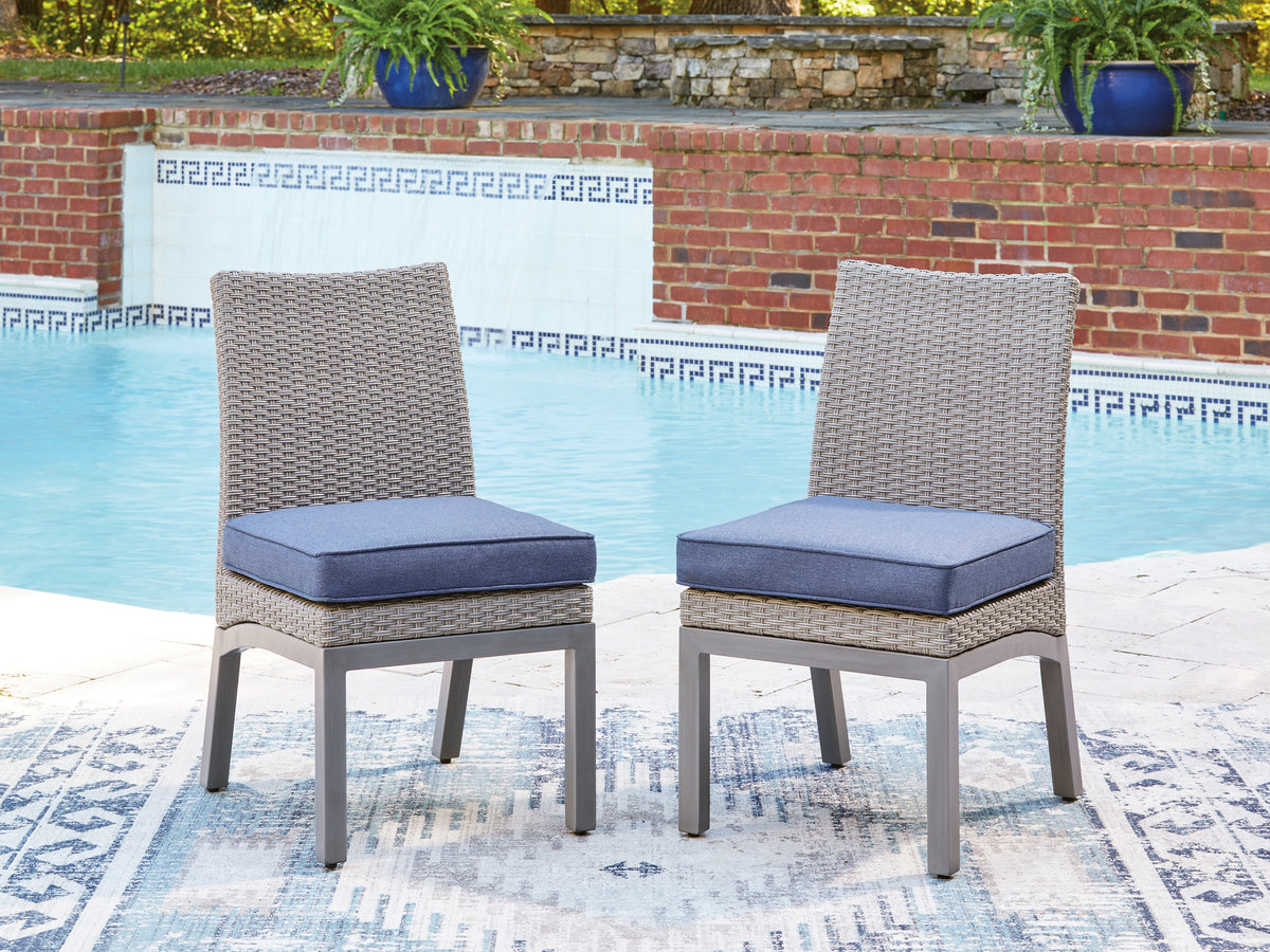 Diamond Furniture - Ashley Furniture - Half Moon Beach Outdoor Side Chair with Cushion (Set of 2) - Side Chair with Cushion (Set of 2) - PCP418-601