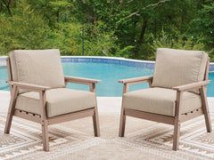 Diamond Furniture - Ashley Furniture - Grover Beach Outdoor Lounge Chair with Cushion (Set of 2) - Lounge Chair w/Cushion (Set of 2) - PCP422-820