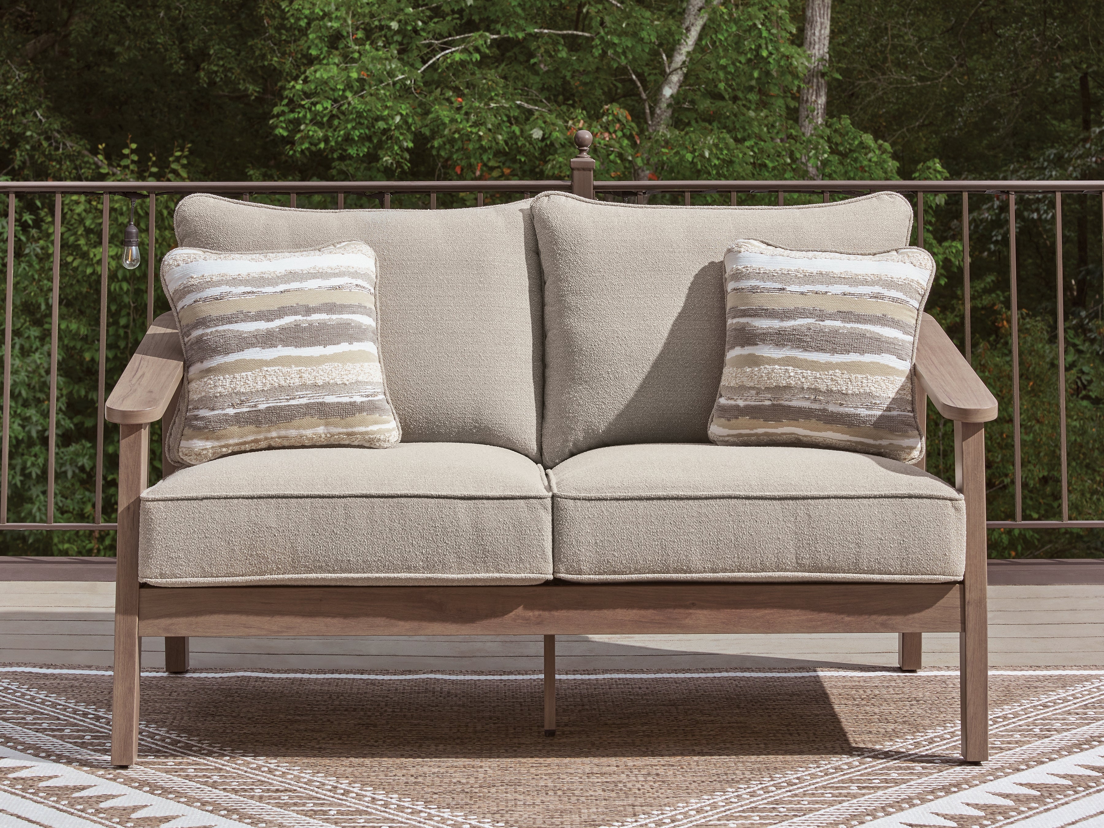 Diamond Furniture - Ashley Furniture - Harmony Headlands Outdoor Loveseat with Cushion - Loveseat w/Cushion - PCP428-835