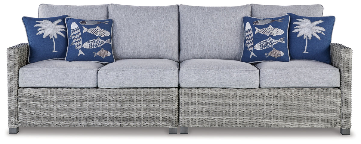 Diamond Furniture - Ashley Furniture - Naples Beach Outdoor - Bench with Cushion / Light Gray - P439-600