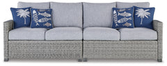 Diamond Furniture - Ashley Furniture - Naples Beach Outdoor - Bench with Cushion / Light Gray - P439-600