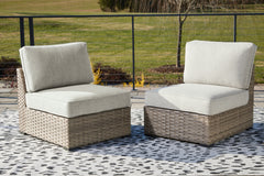 Diamond Furniture - Ashley Furniture - Calworth Outdoor - Armless Chair w/Cushion (Set of 2) / Beige - P458-846