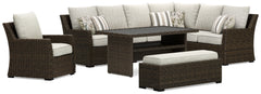Diamond Furniture - Ashley Furniture - Brook Ranch Outdoor Sofa Sectional, Bench, Lounge Chair and Table - Outdoor Sofa Sectional, Bench, Lounge Chair and Table - P465P2