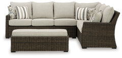Brook Ranch Outdoor Sofa Sectional, Bench, Lounge Chair and Table