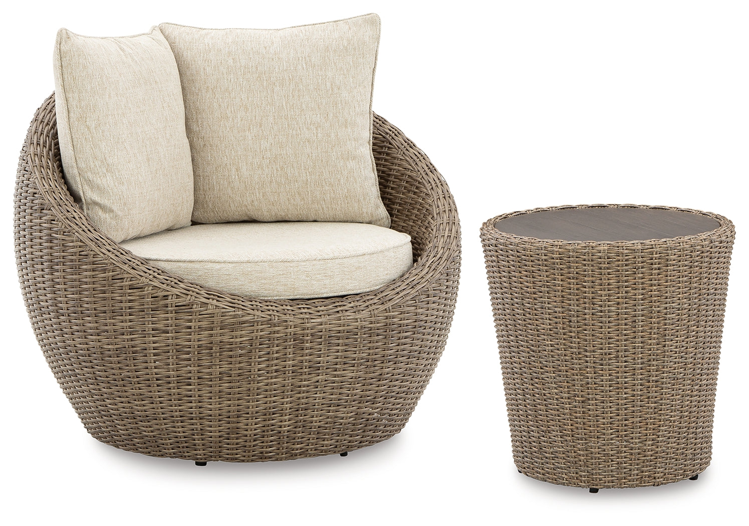 Diamond Furniture - Ashley Furniture - Danson 2 Swivel Lounge Chairs and End Table - 2 Swivel Lounge Chairs and End Table / Beige - P505P1