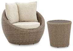 Diamond Furniture - Ashley Furniture - Danson 2 Swivel Lounge Chairs and End Table - 2 Swivel Lounge Chairs and End Table / Beige - P505P1