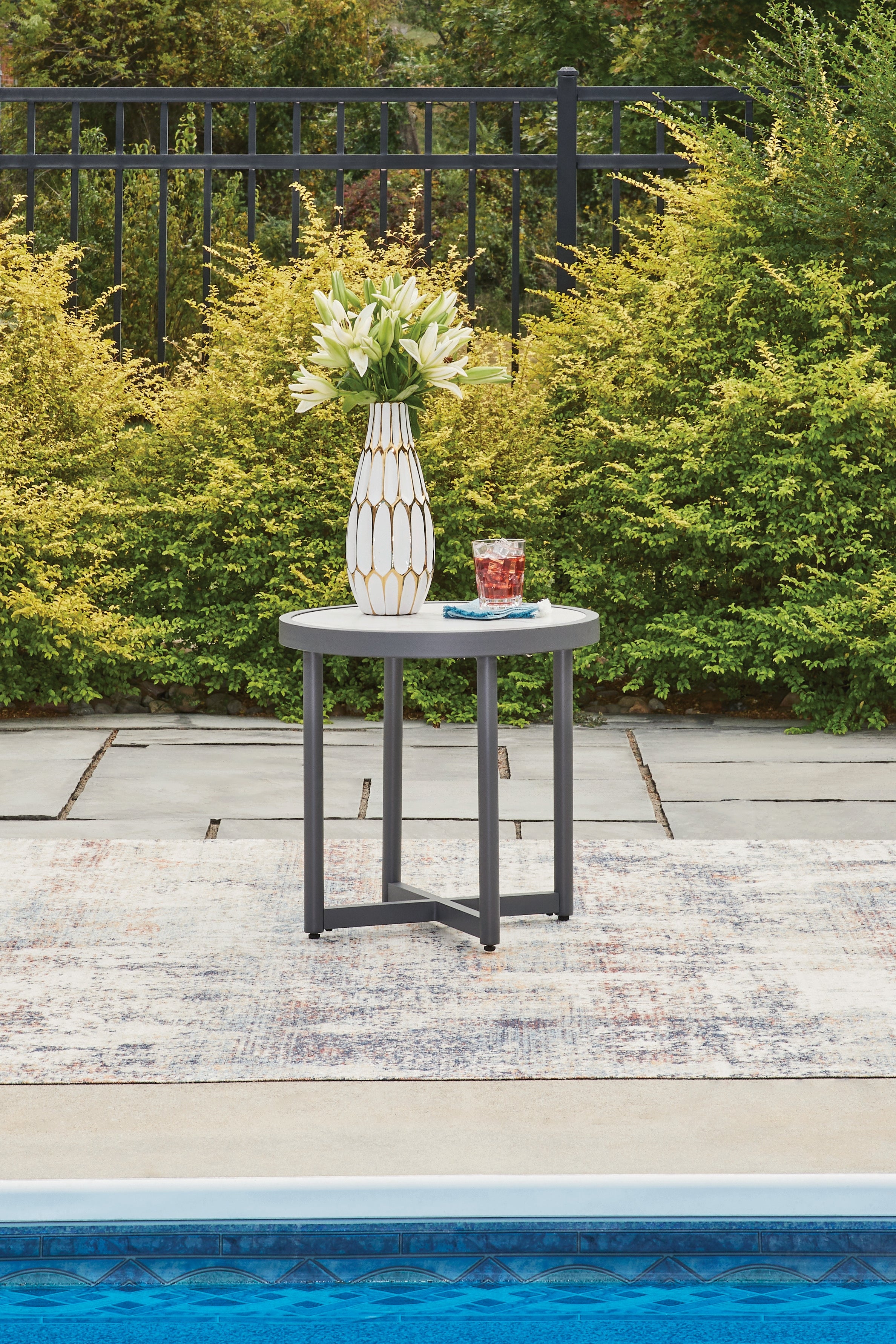 Diamond Furniture - Ashley Furniture - Ocean Beach Outdoor End Table - Round End Table - PCP510-706