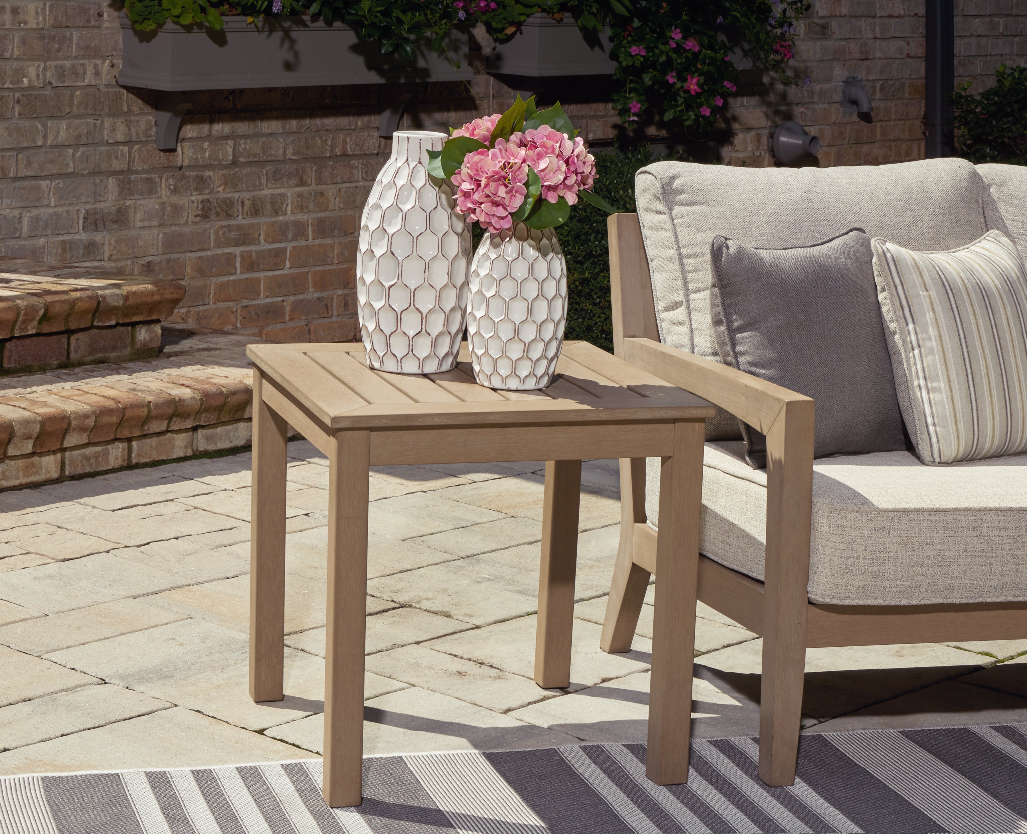 Diamond Furniture - Ashley Furniture - Hallow Creek Outdoor - Square End Table / Driftwood - P560-702