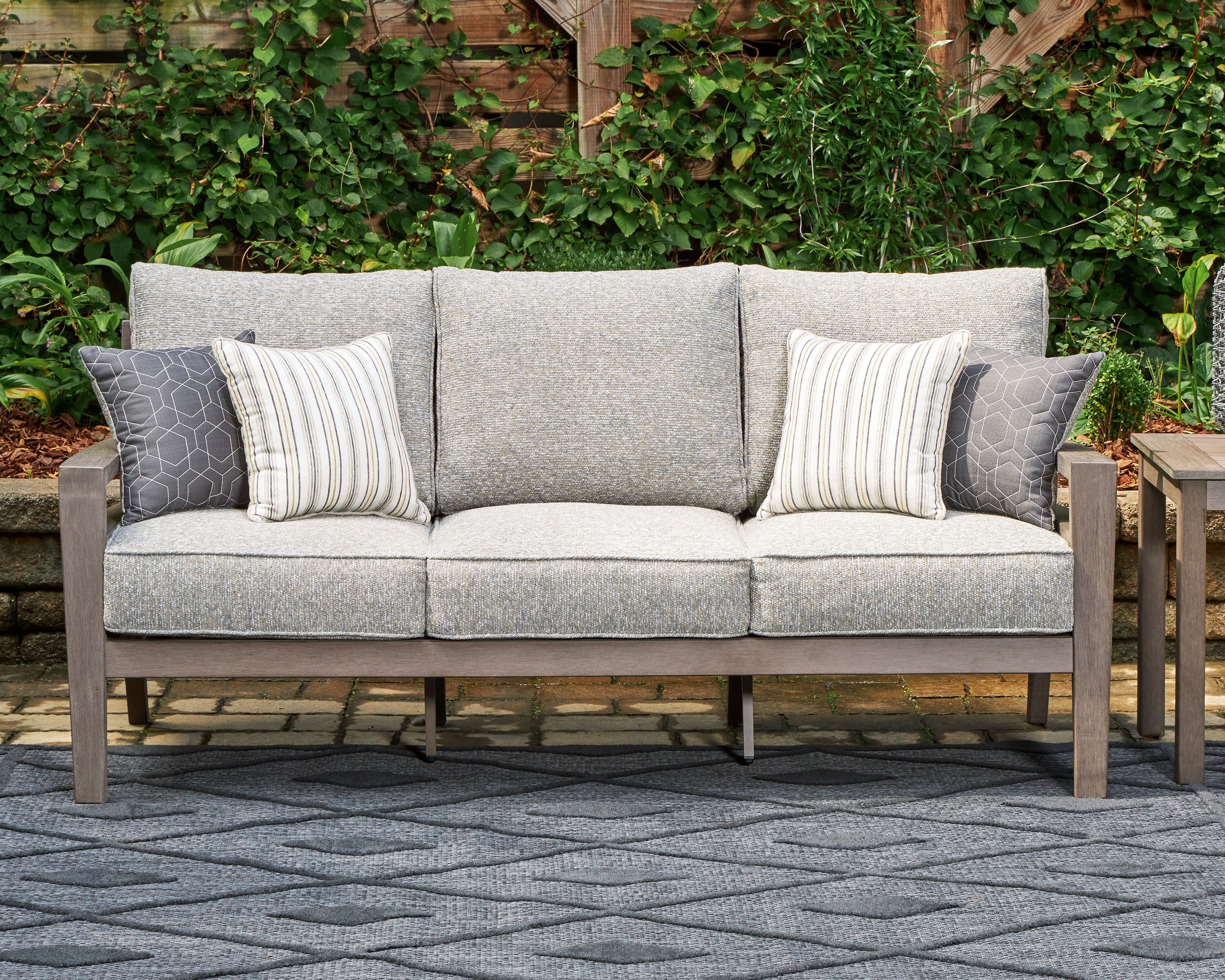 Diamond Furniture - Ashley Furniture - Hillside Barn Outdoor - Sofa with Cushion / Gray/Brown - P564-838