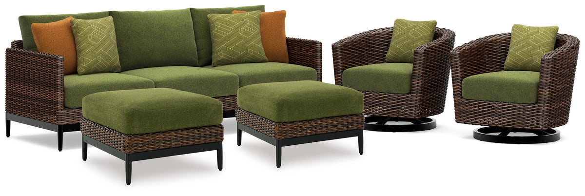 Diamond Furniture - Ashley Furniture - Horizon Hall Outdoor Sofa, 2 Lounge Chairs and 2 Ottomans - Outdoor Sofa, 2 Lounge Chairs and 2 Ottomans - P572P4