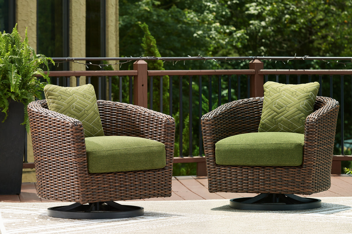 Diamond Furniture - Ashley Furniture - Horizon Hall Outdoor Swivel Lounge Chair with Cushion - Swivel Lounge w/ Cushion - P572-821
