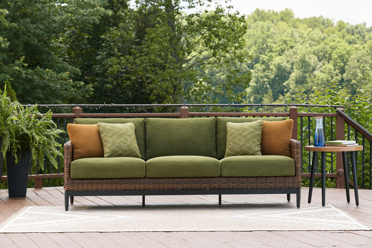 Diamond Furniture - Ashley Furniture - Horizon Hall Outdoor - Ottoman with Cushion / Brown/Green - P572-814