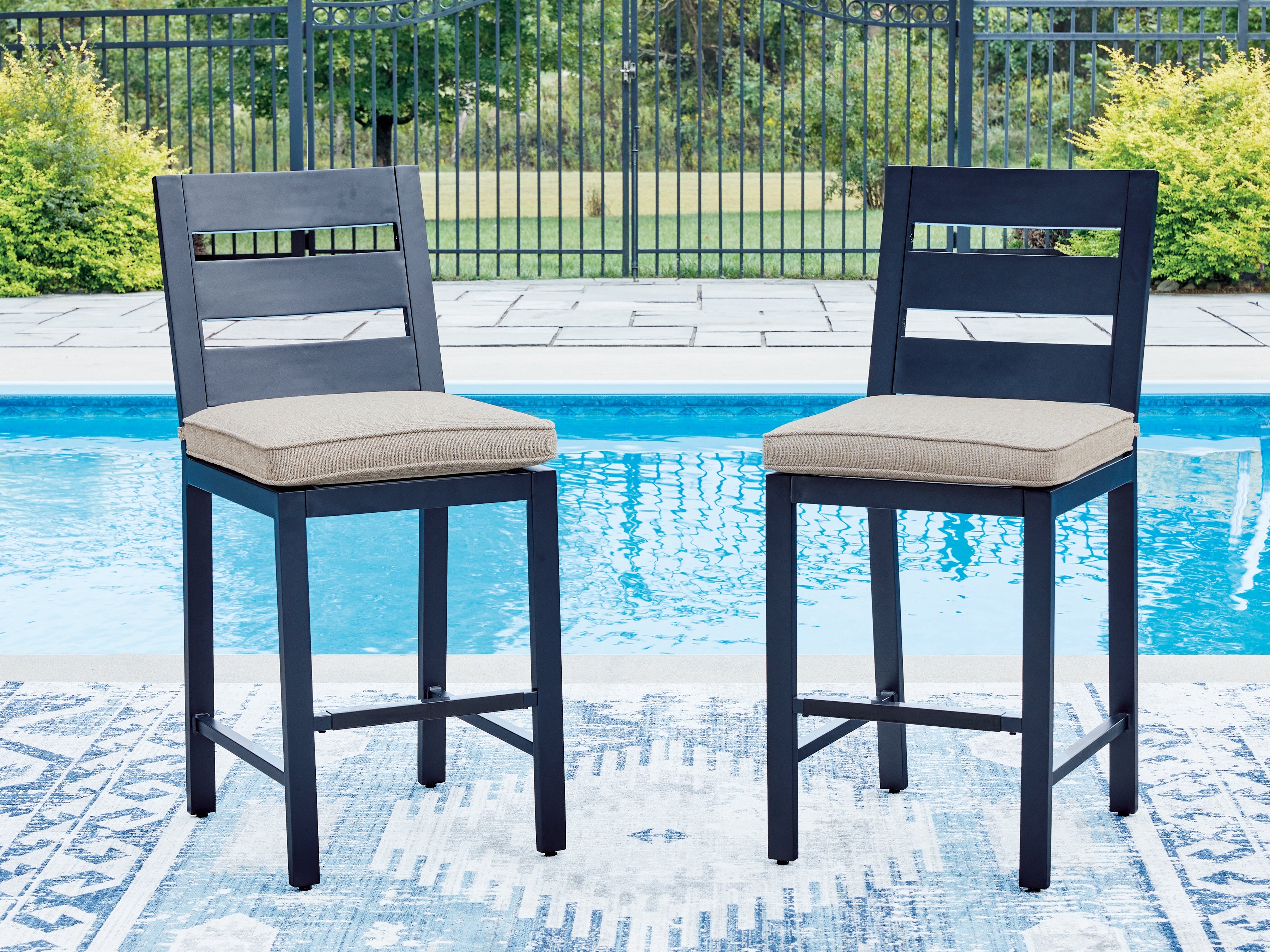 Diamond Furniture - Ashley Furniture - East Beach Outdoor Counter Height Bar Stool (Set of 2) - Barstool (Set of 2) - PCP587-124