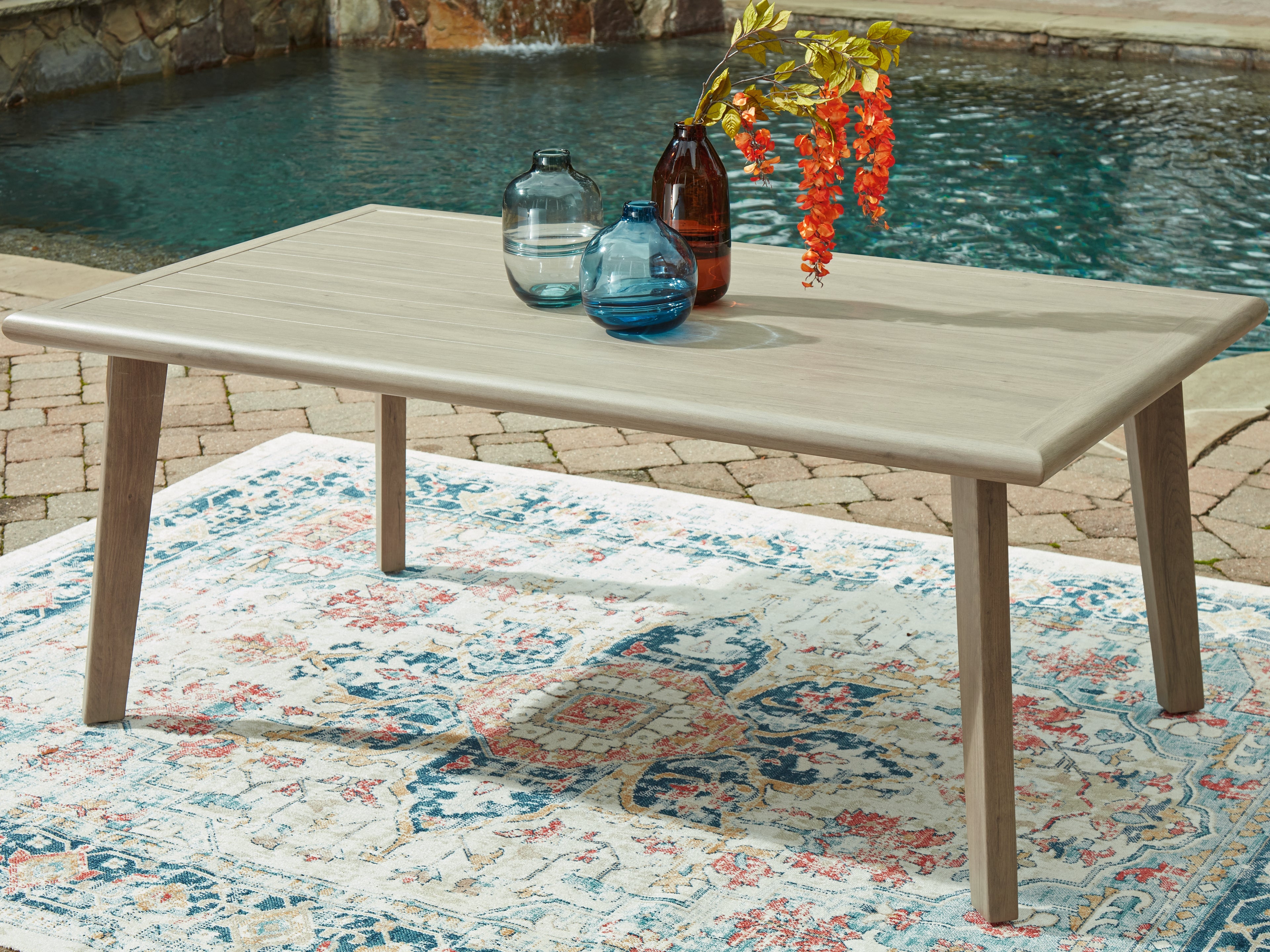 Diamond Furniture - Ashley Furniture - Cliff Trails Outdoor Dining Table - RECT Dining Table w/UMB OPT - PCP690-625