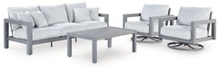 Diamond Furniture - Ashley Furniture - Hurley Park Outdoor Sofa, 2 Lounge Chairs and Coffee Table - Outdoor Sofa, 2 Lounge Chairs and Coffee Table / Gray - PCP695P2