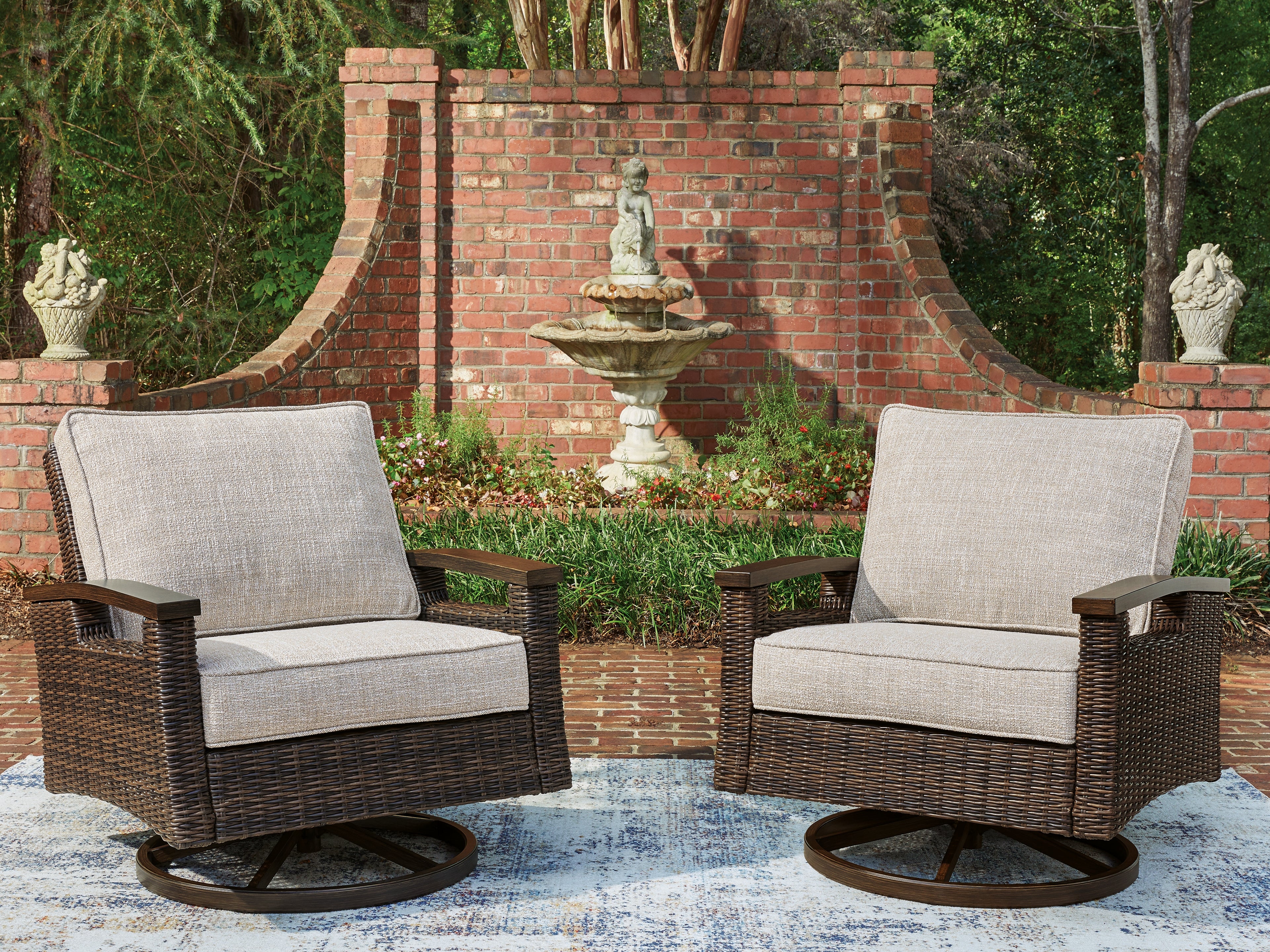 Diamond Furniture - Ashley Furniture - Monterey Point Outdoor Swivel Lounge Chair (Set of 2) - Swivel Lounge Chair (Set of 2) - PCP760-821