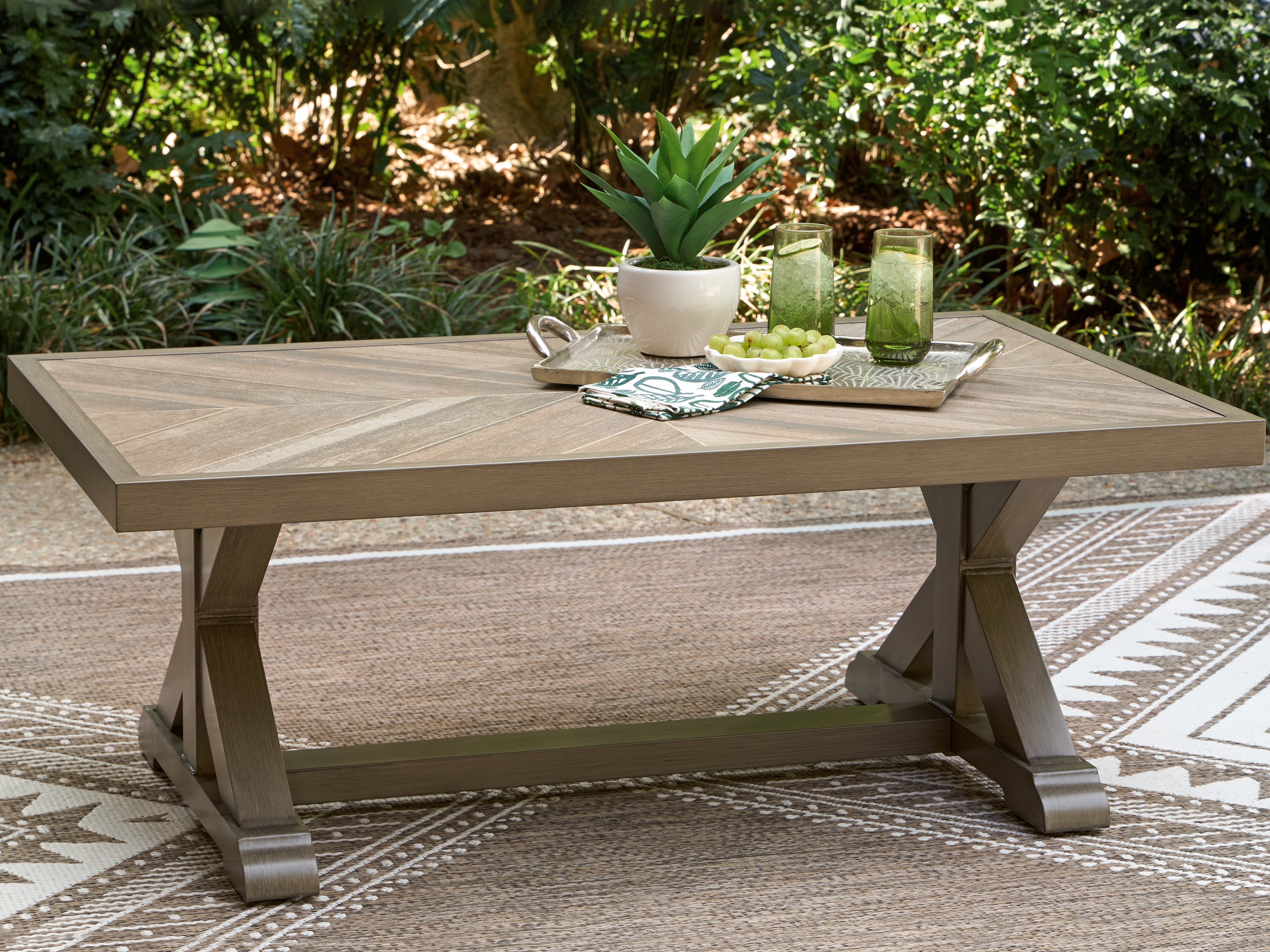 Diamond Furniture - Ashley Furniture - Laguna Heights Outdoor Coffee Table - Rectangular Cocktail Table - PCP790-701