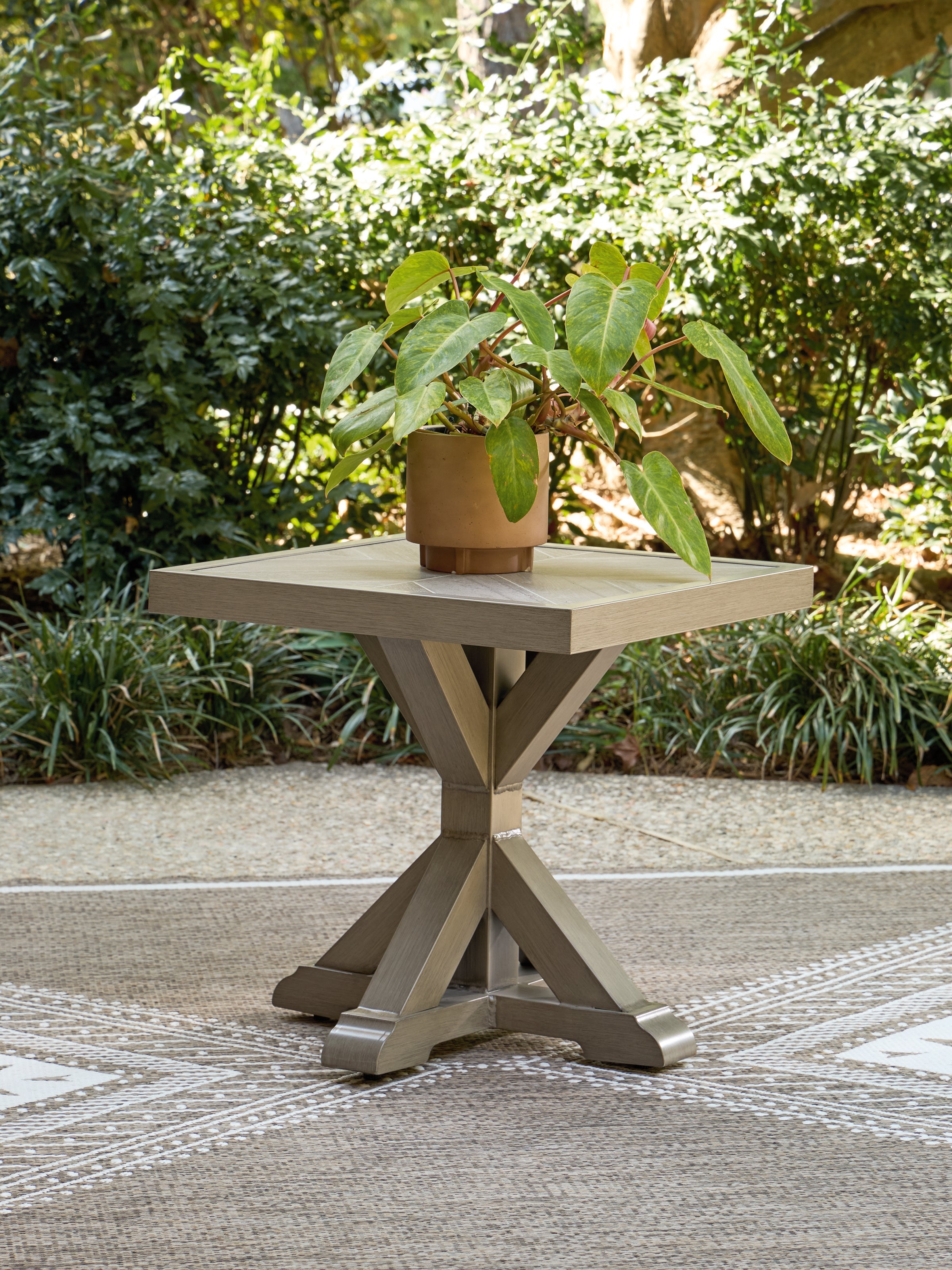 Diamond Furniture - Ashley Furniture - Laguna Heights Outdoor End Table - Square End Table / Beige - PCP790-702