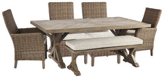 Diamond Furniture - Ashley Furniture - Beachcroft Outdoor Dining Table with 4 Chairs and Bench - Outdoor Dining Table with 4 Chairs and Bench - P791P4