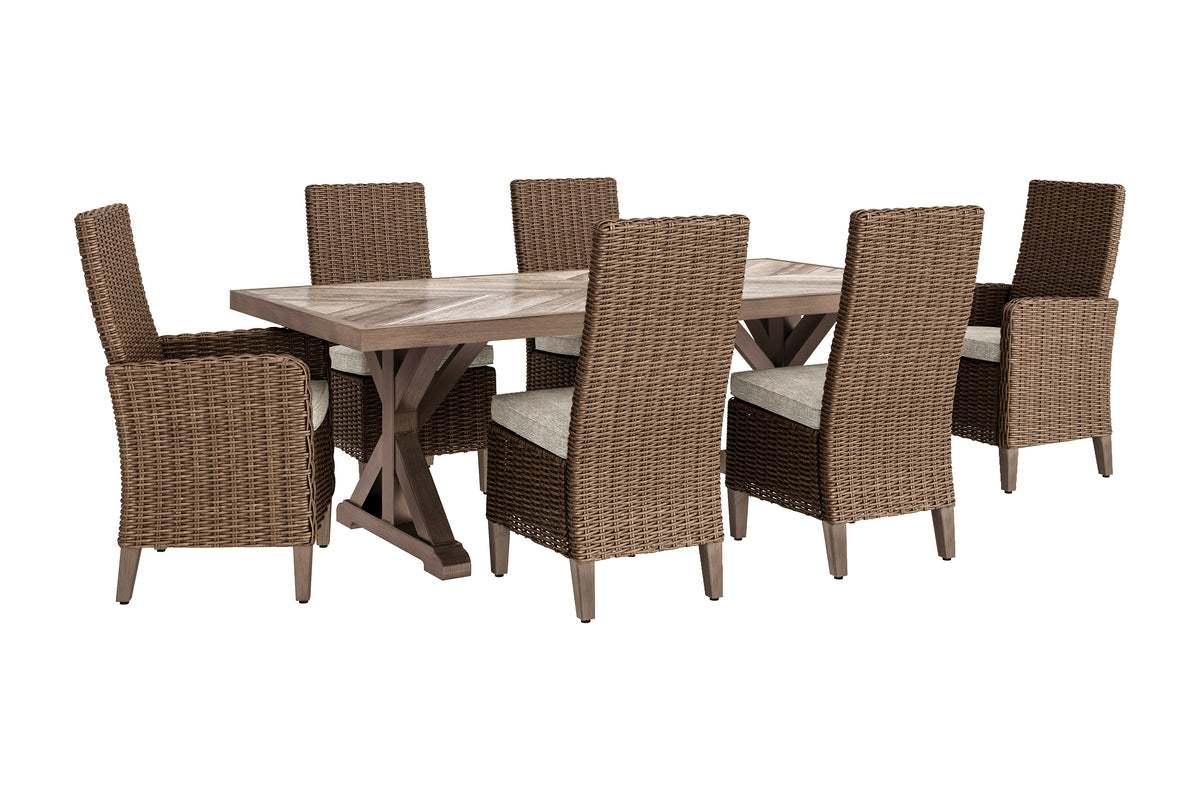 Diamond Furniture - Ashley Furniture - Beachcroft Outdoor Dining Table with 6 Chairs - Outdoor Dining Table with 6 Chairs - P791P2