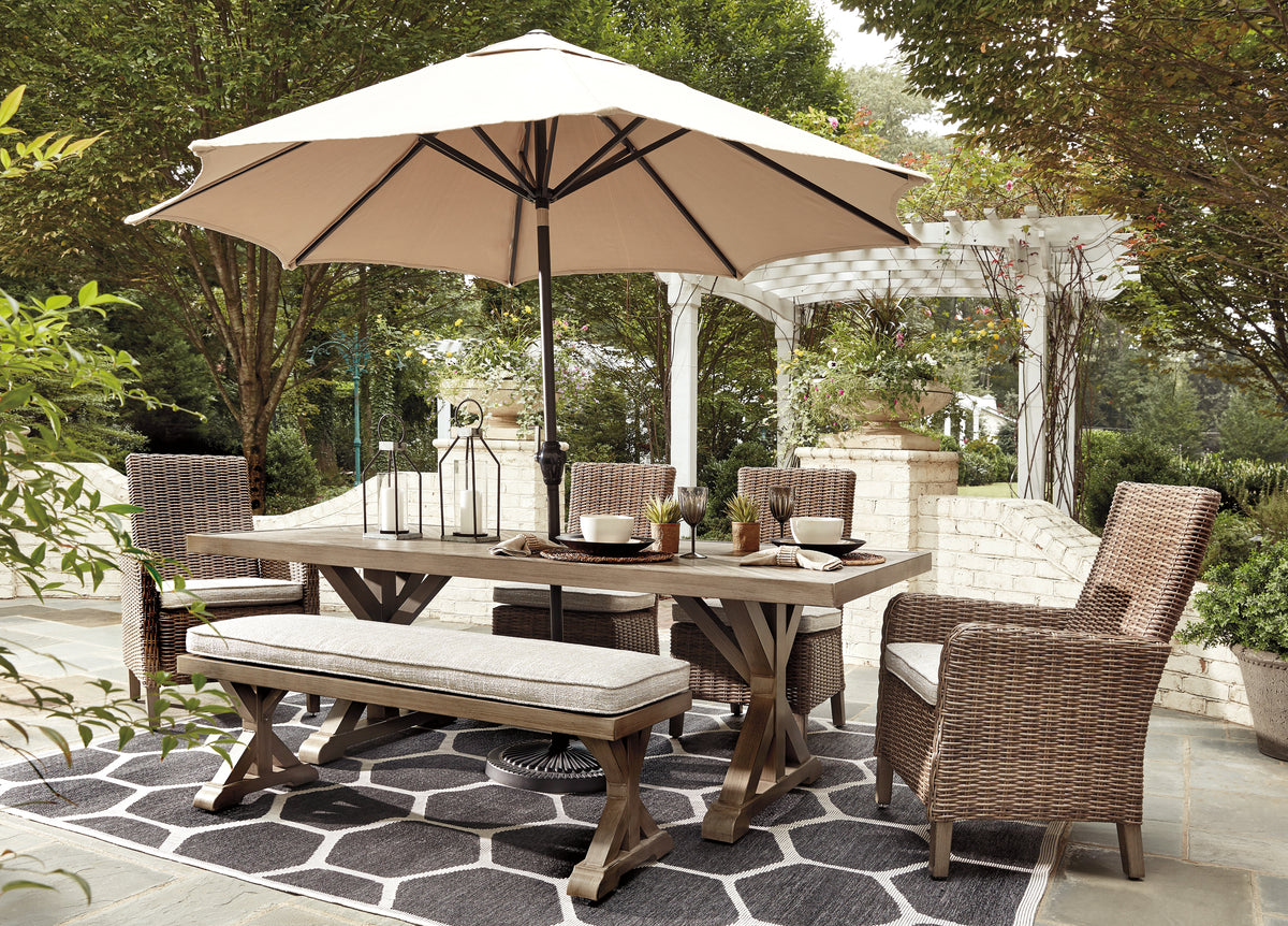Diamond Furniture - Ashley Furniture - Beachcroft Outdoor Dining Table - RECT Dining Table w/UMB OPT - P791-625