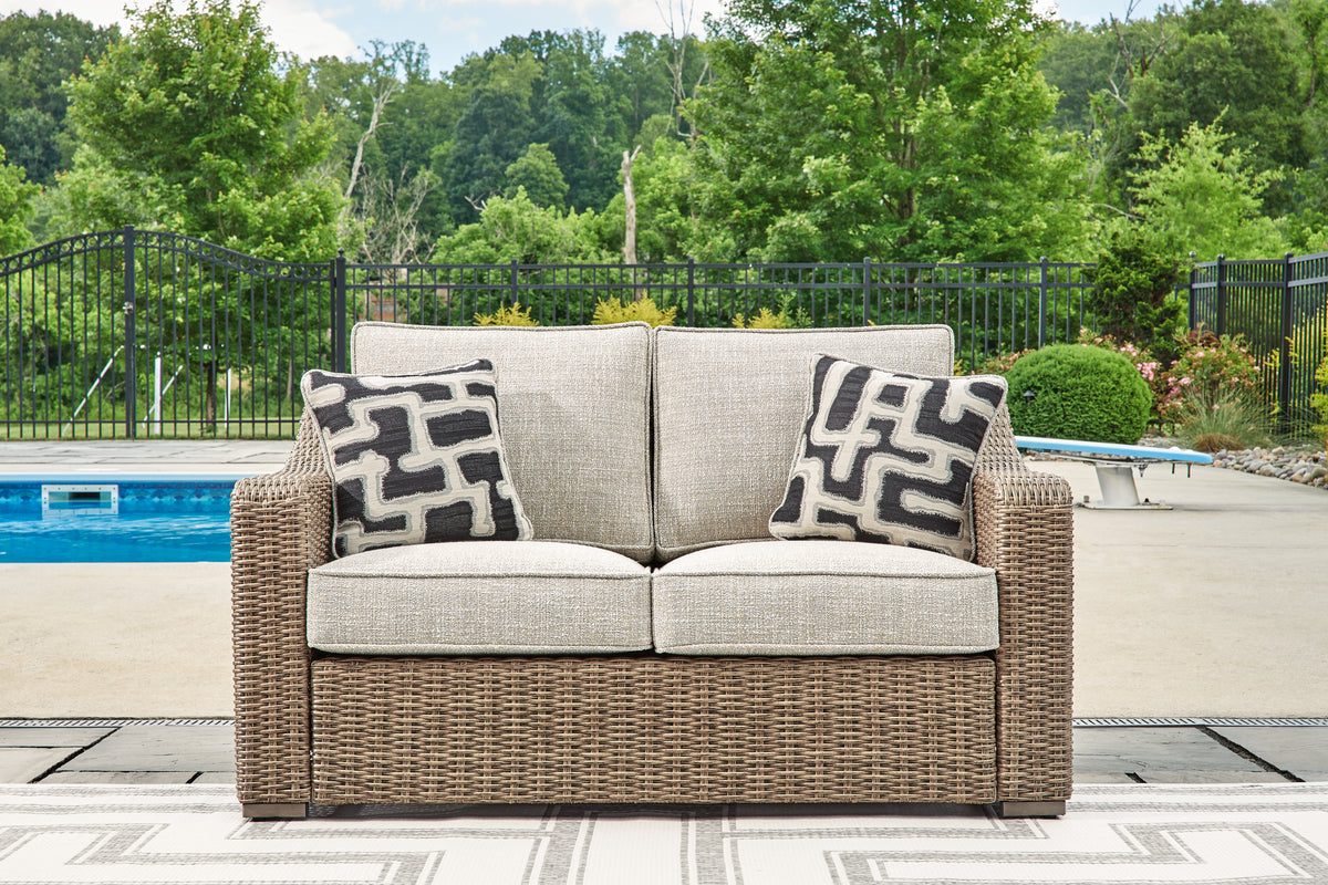 Diamond Furniture - Ashley Furniture - Beachcroft Outdoor Loveseat with Cushion - Loveseat w/Cushion - P791-835