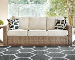 Diamond Furniture - Ashley Furniture - Beachcroft Outdoor Sofa with Cushion - Sofa with Cushion / Beige - P791-838