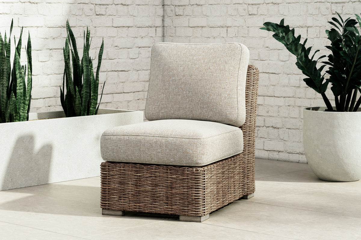 Diamond Furniture - Ashley Furniture - Beachcroft Outdoor Armless Chair with Cushion - Armless Chair w/Cushion - P791-846