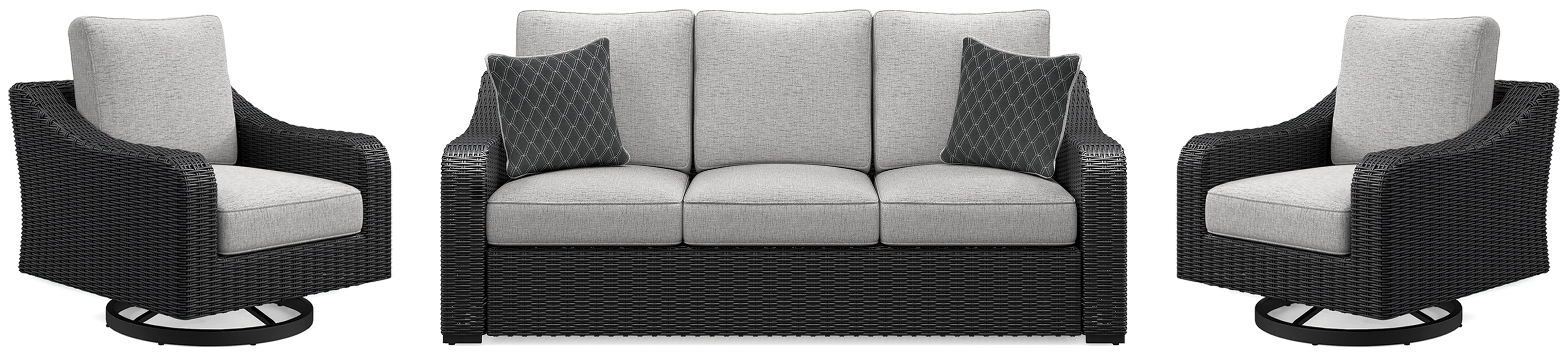 Diamond Furniture - Ashley Furniture - Beachcroft Outdoor Sofa and 2 Lounge Chairs - Outdoor Sofa and 2 Lounge Chairs - P792P8