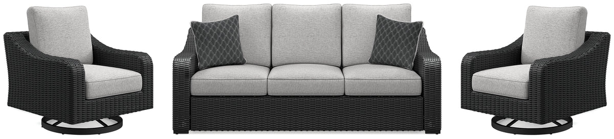 Diamond Furniture - Ashley Furniture - Beachcroft Outdoor Sofa and 2 Lounge Chairs - Outdoor Sofa and 2 Lounge Chairs - P792P8