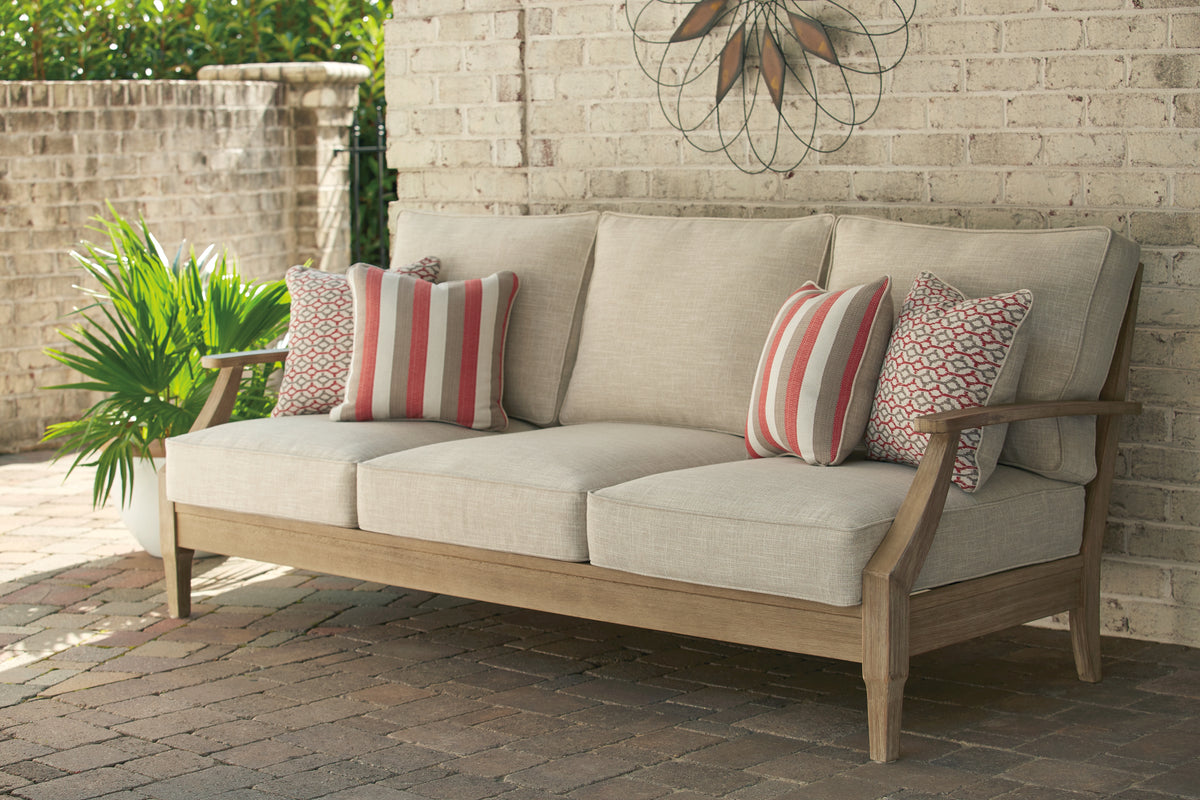 Diamond Furniture - Ashley Furniture - Clare View Sofa with Cushion - Sofa with Cushion / Beige - P801-838