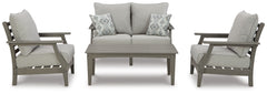Diamond Furniture - Ashley Furniture - Visola Outdoor Loveseat, 2 Lounge Chairs and Coffee Table - Outdoor Loveseat, 2 Lounge Chairs and Coffee Table - P802P1