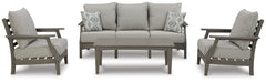 Diamond Furniture - Ashley Furniture - Visola Outdoor Sofa, 2 Lounge Chairs and Coffee Table - Outdoor Sofa, 2 Lounge Chairs and Coffee Table - P802P2