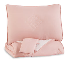 Diamond Furniture - Ashley Furniture - Lexann Full Comforter Set - Full Comforter Set / Pink/White/Gray - Q901003F