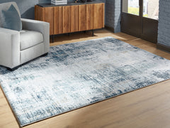 Diamond Furniture - Ashley Furniture - Arlenmont Rug - 5' x 7' Area Rug / Blue/White/Brown - R407482