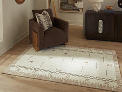 Diamond Furniture - Ashley Furniture - Dot 5' x 7' Area Rug - 5' x 7' Area Rug / Cream/Brown/Taupe - R407652