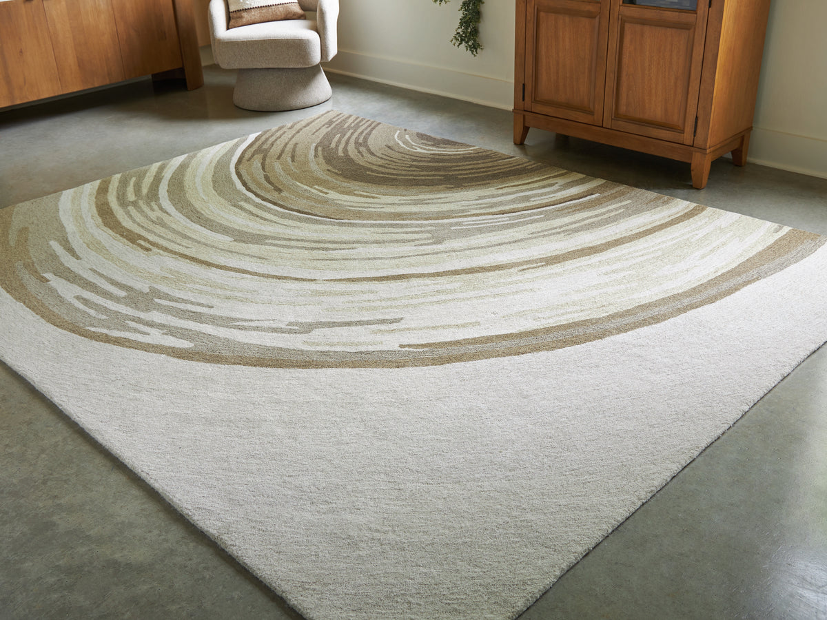 Diamond Furniture - Ashley Furniture - Rizwana Rug - 7'6" x 10' Area Rug / Ivory/Brown/Gray - R407761