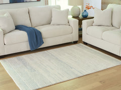 Diamond Furniture - Ashley Furniture - Genemost Rug - 5' x 7' Area Rug / Ivory/Blue - R407842