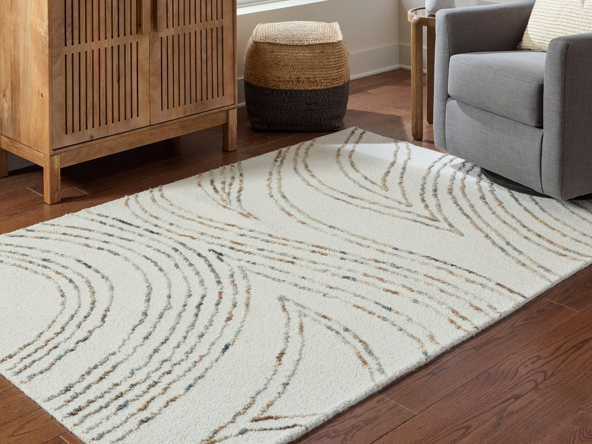 Diamond Furniture - Ashley Furniture - Deenbury 5' x 7' Area Rug - 5' x 7' Area Rug / Ivory/Green/Brown - R407862