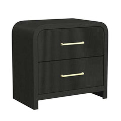 2-Drawer Nightstand with USB in Black with Grain