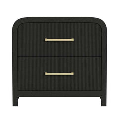 2-Drawer Nightstand with USB in Black with Grain