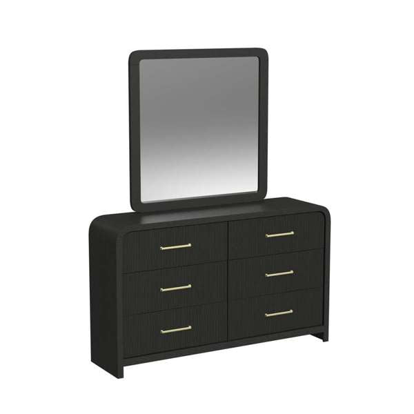 Dresser and Mirror Set in Black with Grain