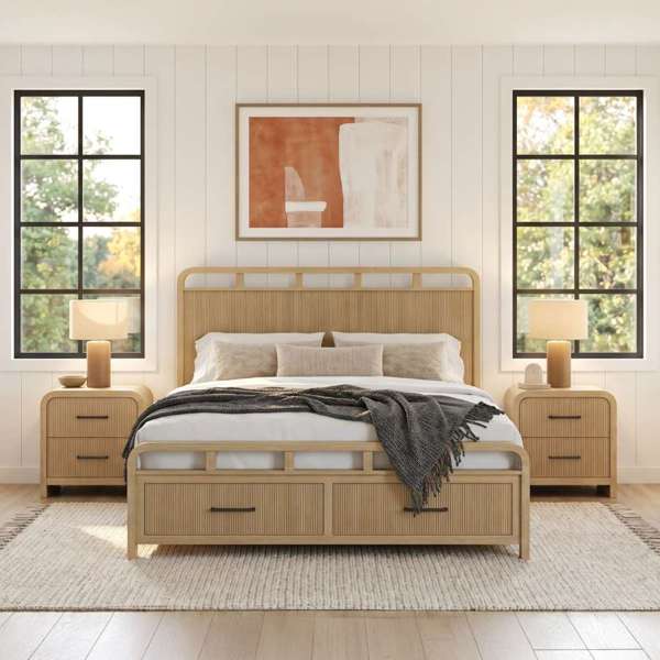King Storage Bed in Natural