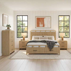 2-Drawer Nightstand with USB in Natural