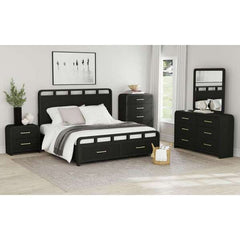 King Storage Bed in Black with Grain