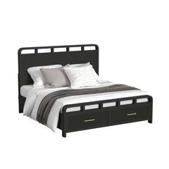 King Storage Bed in Black with Grain