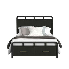 Queen Storage Bed in Black with Grain