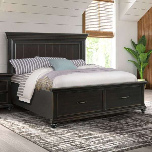 King Platform Storage Bed in Black